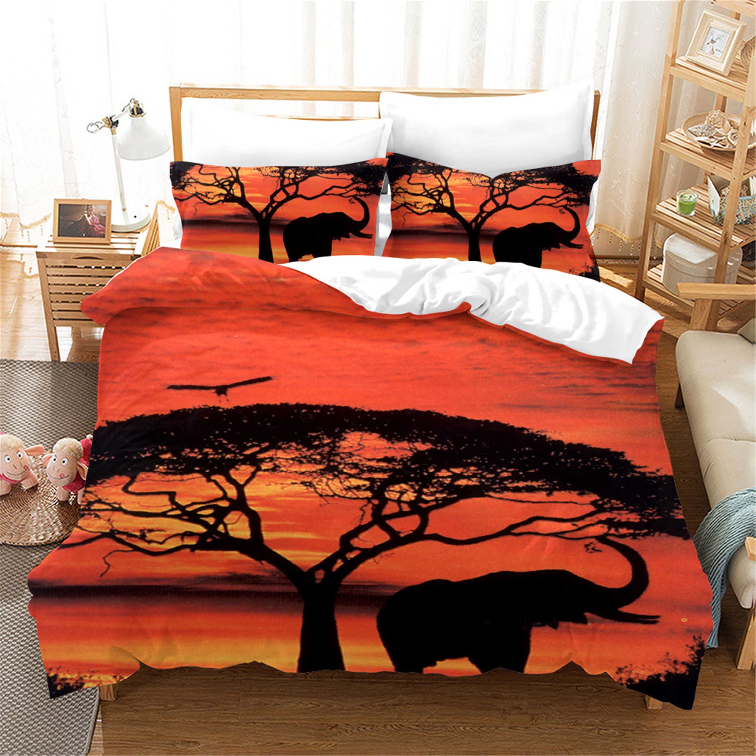 3D Sunset Elephant Quilt Cover Set Bedding Set Pillowcases 133