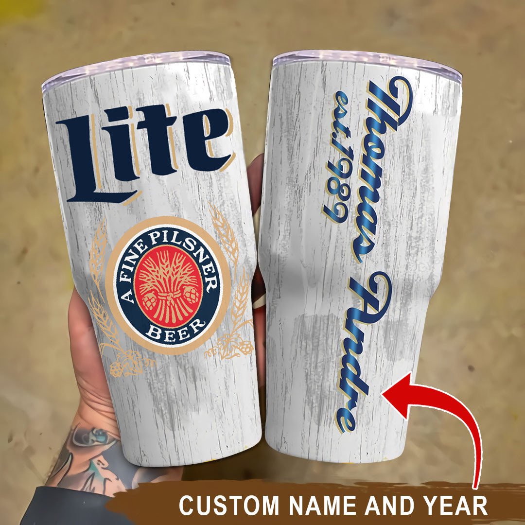 Personalized Miller Lite Beer Tumbler Cup