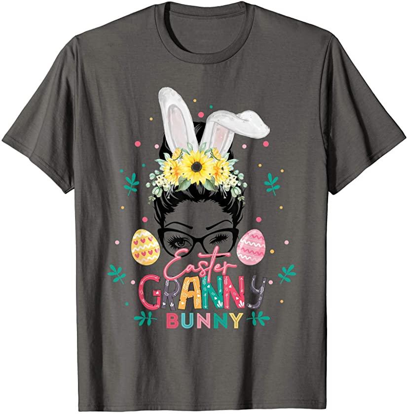 Womens Mother’s Day Easter Gifts Flower Granny Leopard Bunny T-Shirt