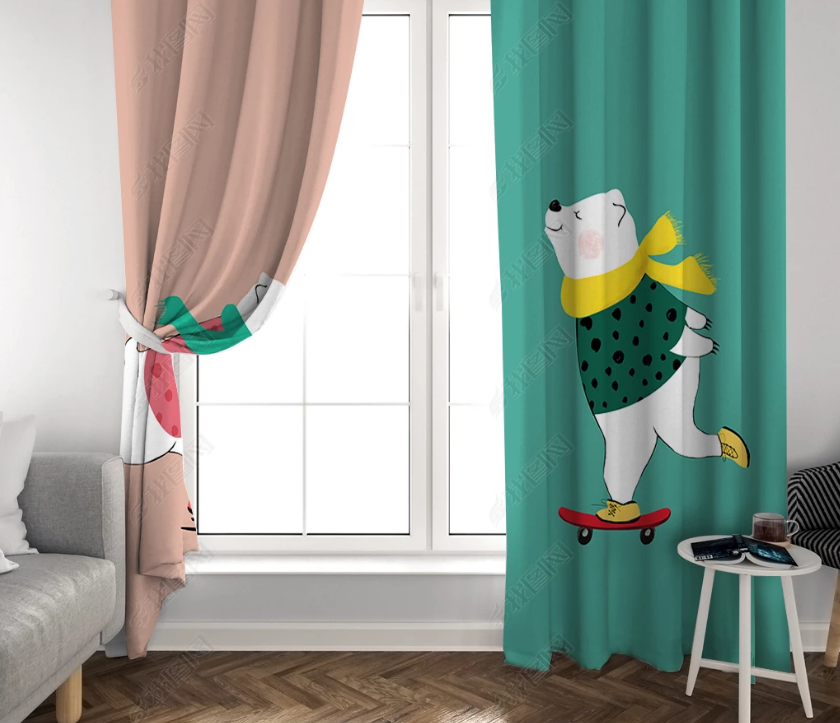 3D Cartoon Animal Skateboard Bear Curtains And Drapes Lqh 78