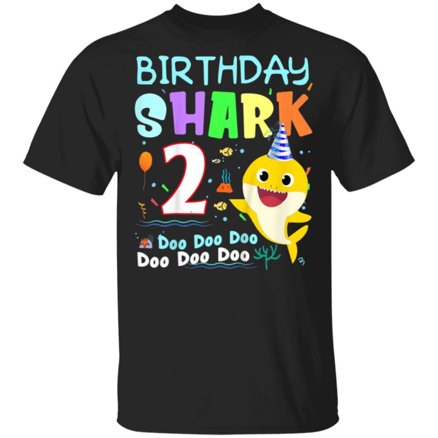 Kids Kids Baby Shark 2 Years Old 2nd Birthday Doo Doo Shirt