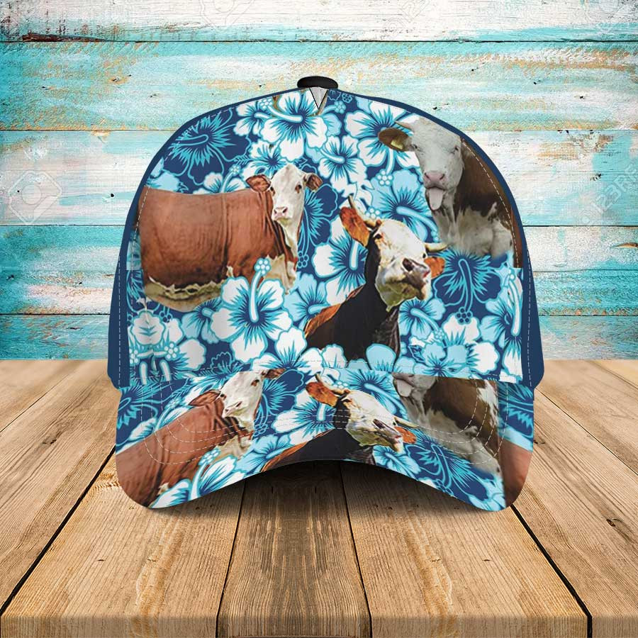 Simmental Blue Hibiscus Flowers Hawaii Summer Cap Ha58784