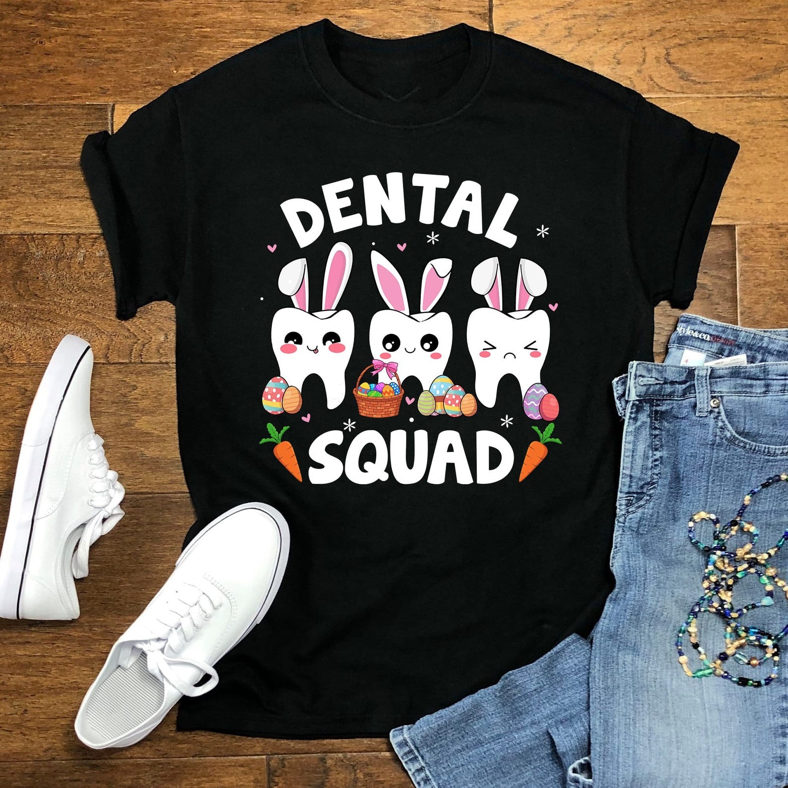 Dental Squad Cute Easter Bunny Tooth Dentist Dental Assistant Easter T-Shirt