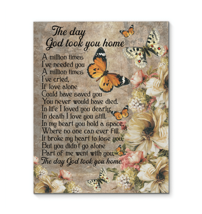 Butterfly The Day God Took You Home Vertical Canvas