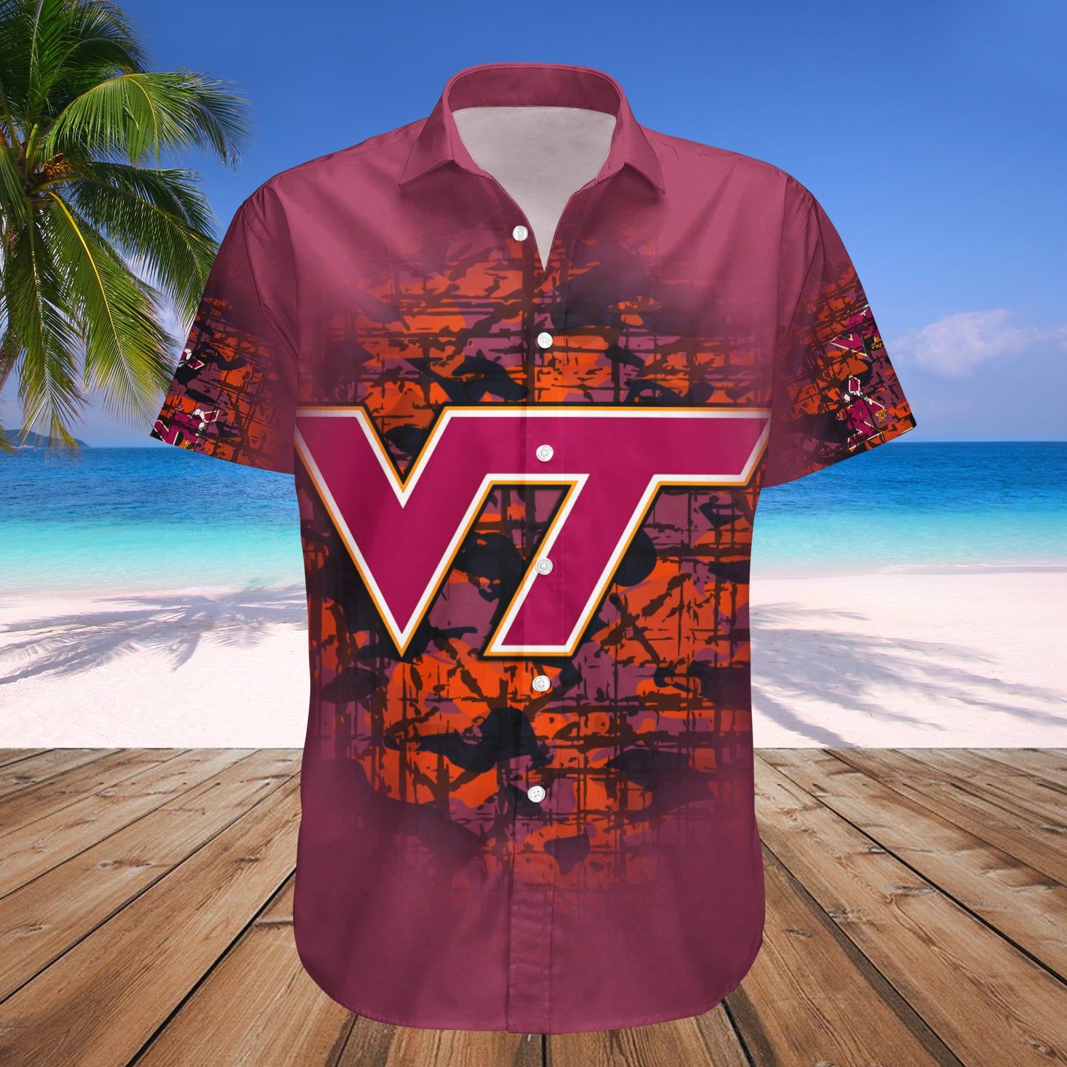 Virginia Tech Hokies Hawaii Shirt Camouflage Vintage – NCCA