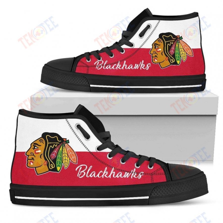 Mens Womens Chicago Blackhawks High Top Shoes Divided Colours Stunning TMT309