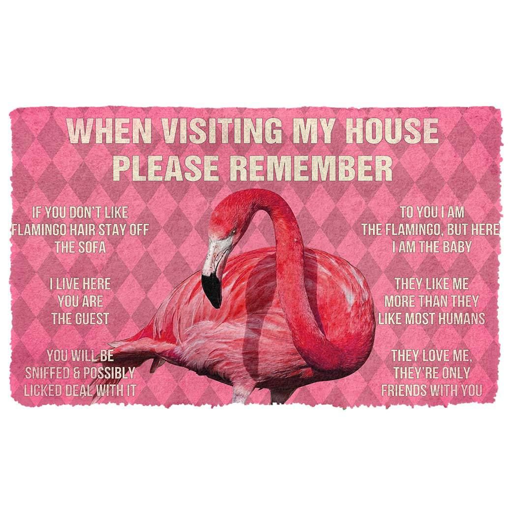 Gearhuman 3D Please Remember Pink Flamingo’S House Rules Doormat