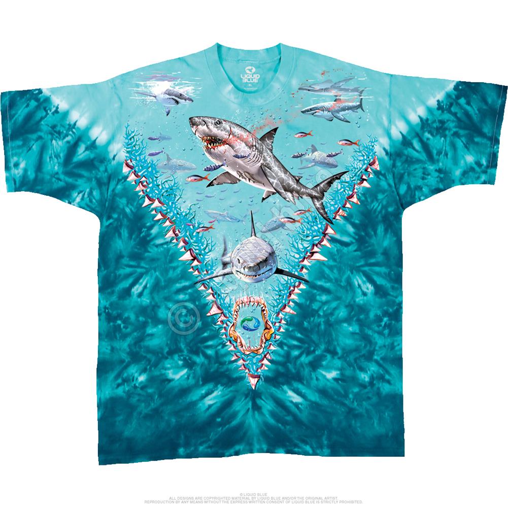 Aquatic Great White Sharks Tie-Dye T-Shirt – Special Order