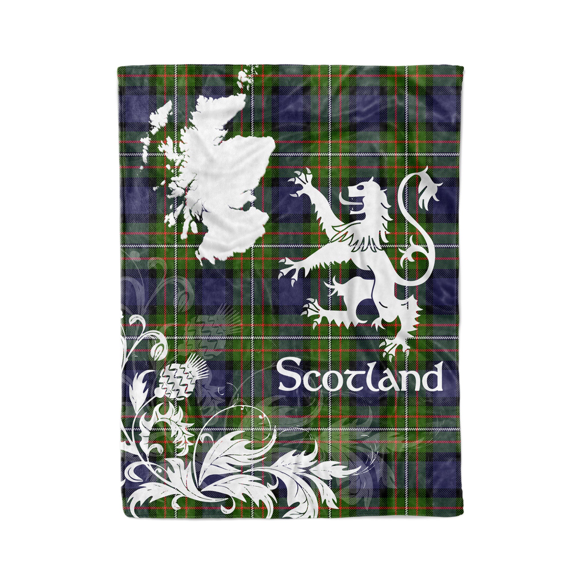 Tartan Plaid Fleece Blanket Tartan Blanket Thistle And Lion Scottish Clan Ferguson Plaid Blanket