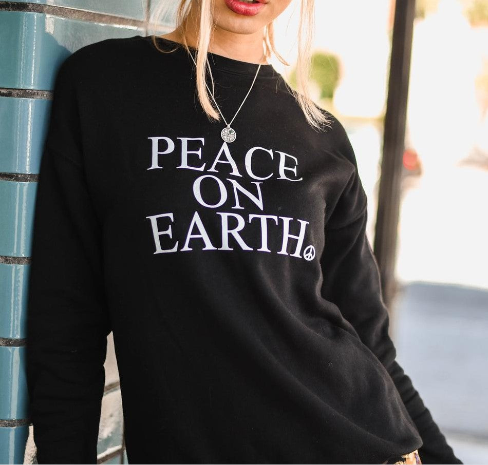 Peace On Earth Peace Sign Inspirational Meaningful Gift For Men & Women Standard Crewneck Sweatshirt