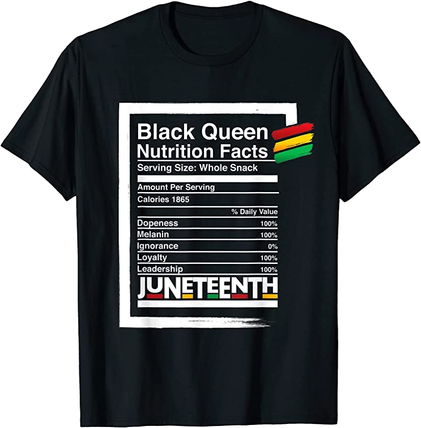 Mens Juneteenth Black Queen Nutritional Facts T-Shirt