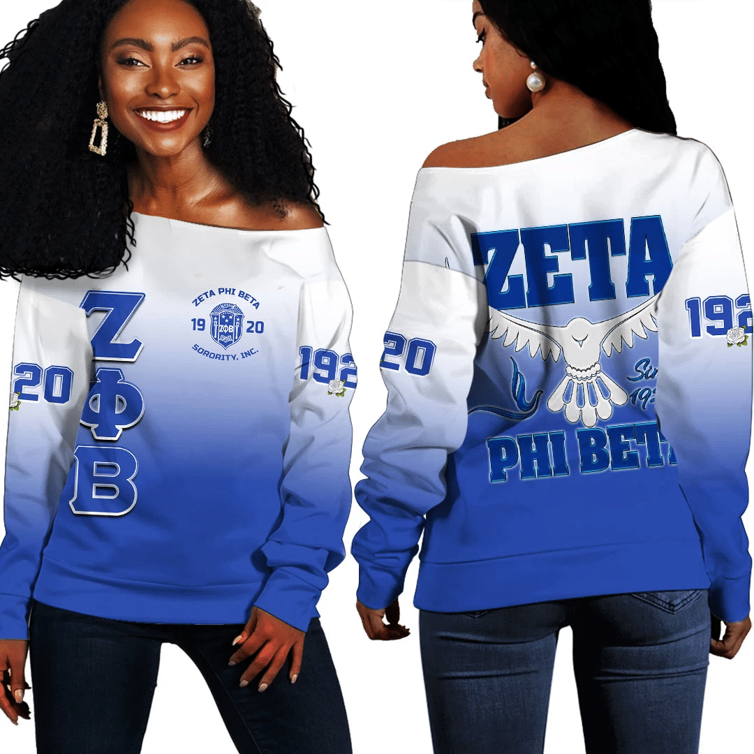 Sorority Sweatshirt – Zeta Phi Beta Gradient Women Off Shoulder