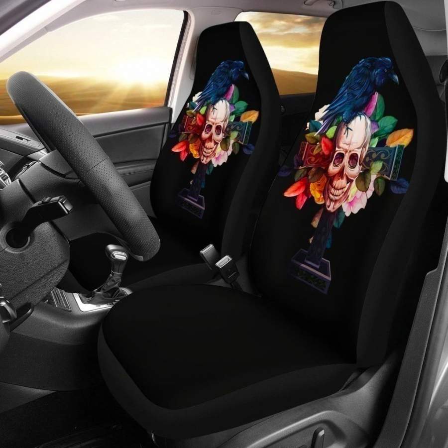 Raven Colorful Skull Car Seat Covers