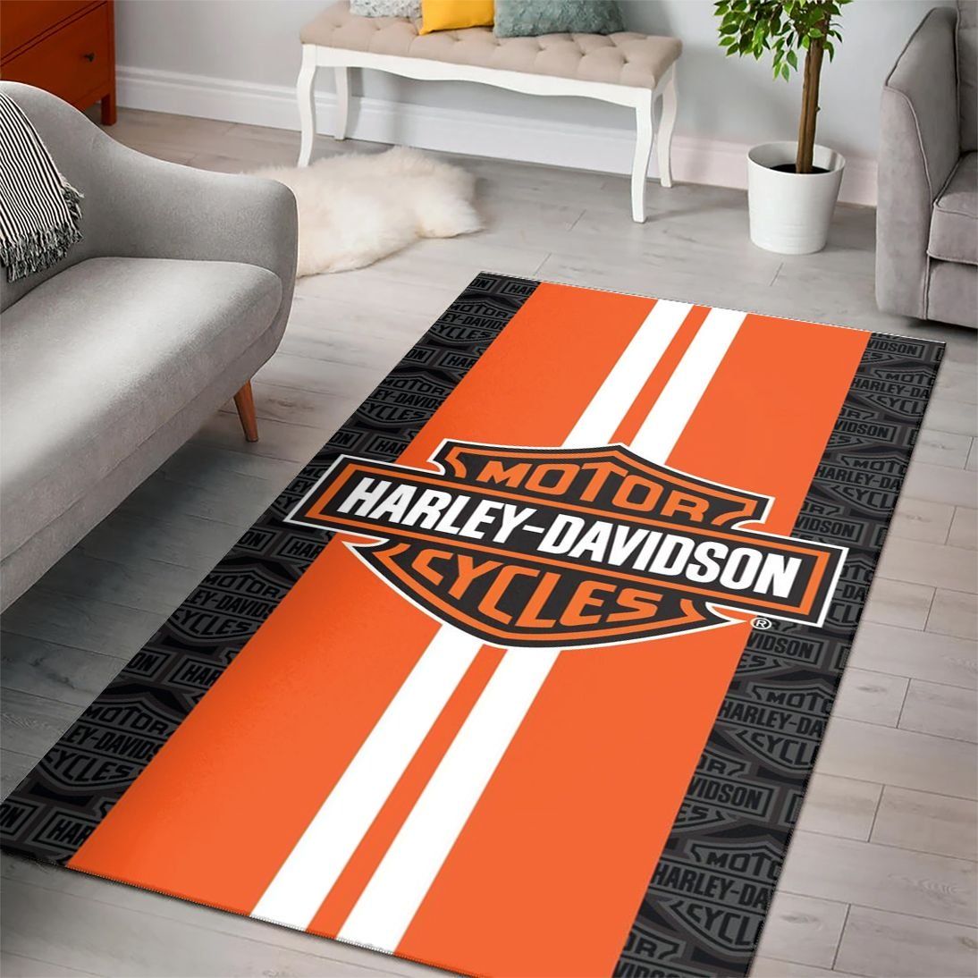 Motor Harley Davidson Cycles Logo Collection Area Rugs Living Room Carpet Floor Decor The US Decor