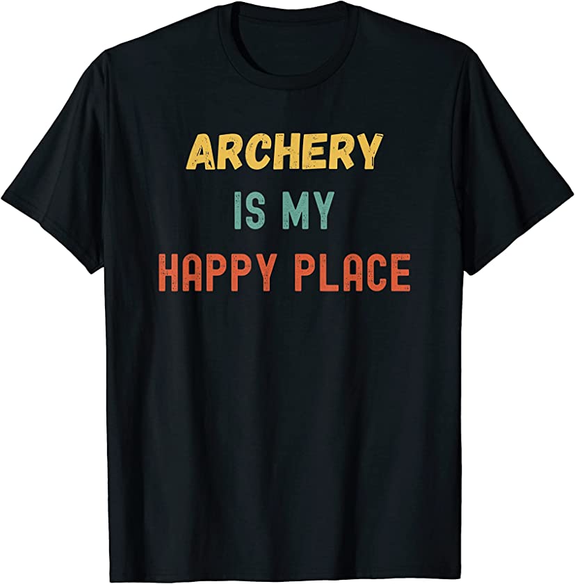 Archery Is My Happy Place, Vintage Retro Style T-Shirt