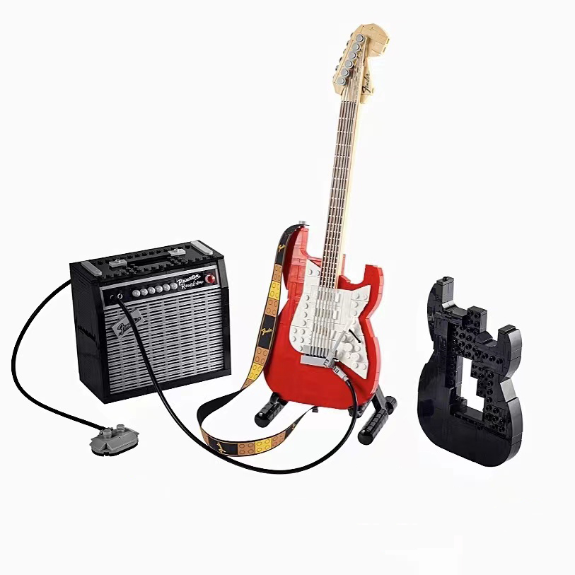 IN Stock Creative Series Red Guitar Music Fender 2IN1 Model Building Block Brick Children’s Toy Holiday Surprise Gift alx