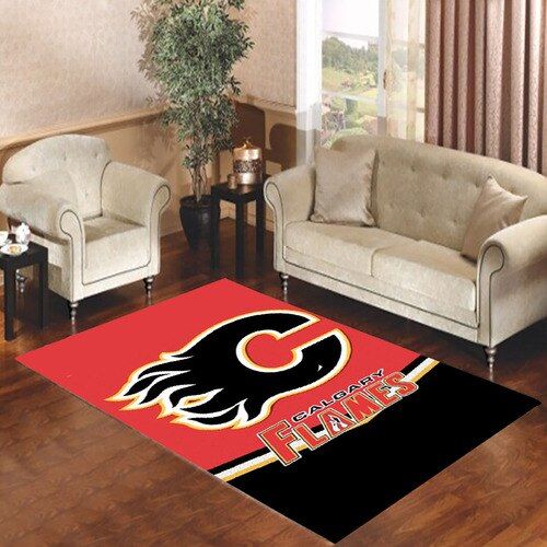 Calgary Flames Symbol Living Room Carpet Rugs Area Rug For Living Room Bedroom Rug Home Decor