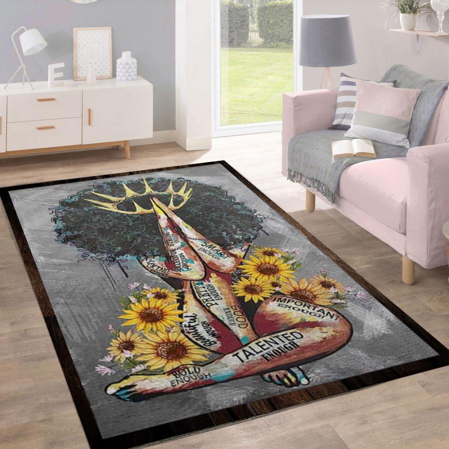 Black Queen Girl Meaningful Quote 3D Full Printed Rug