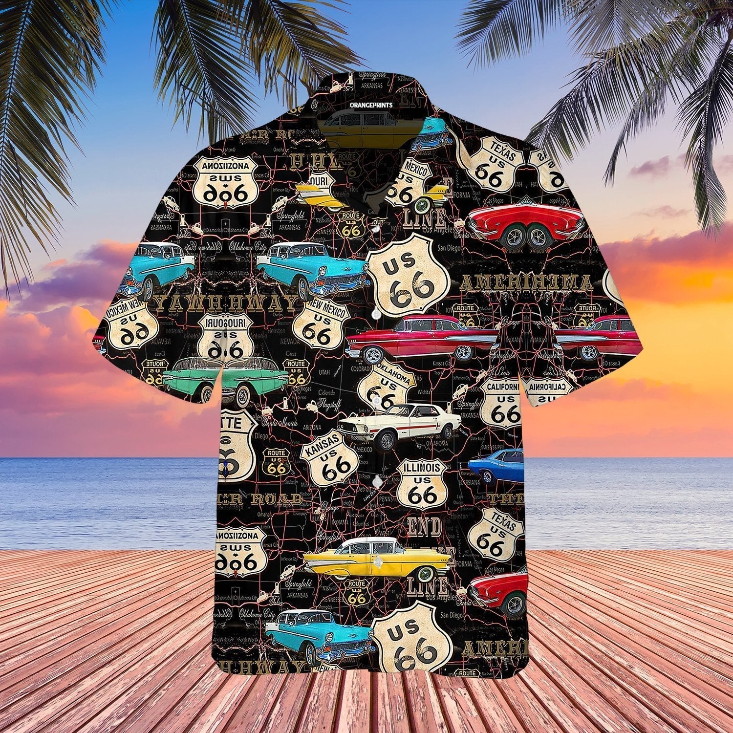 Amazing Vintage Muscle Car On Route Hawaii Shirt For Men And Women Ha23864