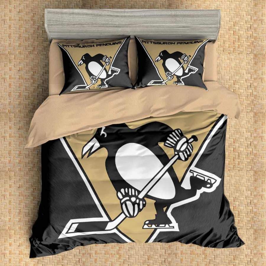 Custom 3D Pittsburgh Penguins Bedding Set Duvet Cover Set 3PCS Flat Sheet Pillowcases