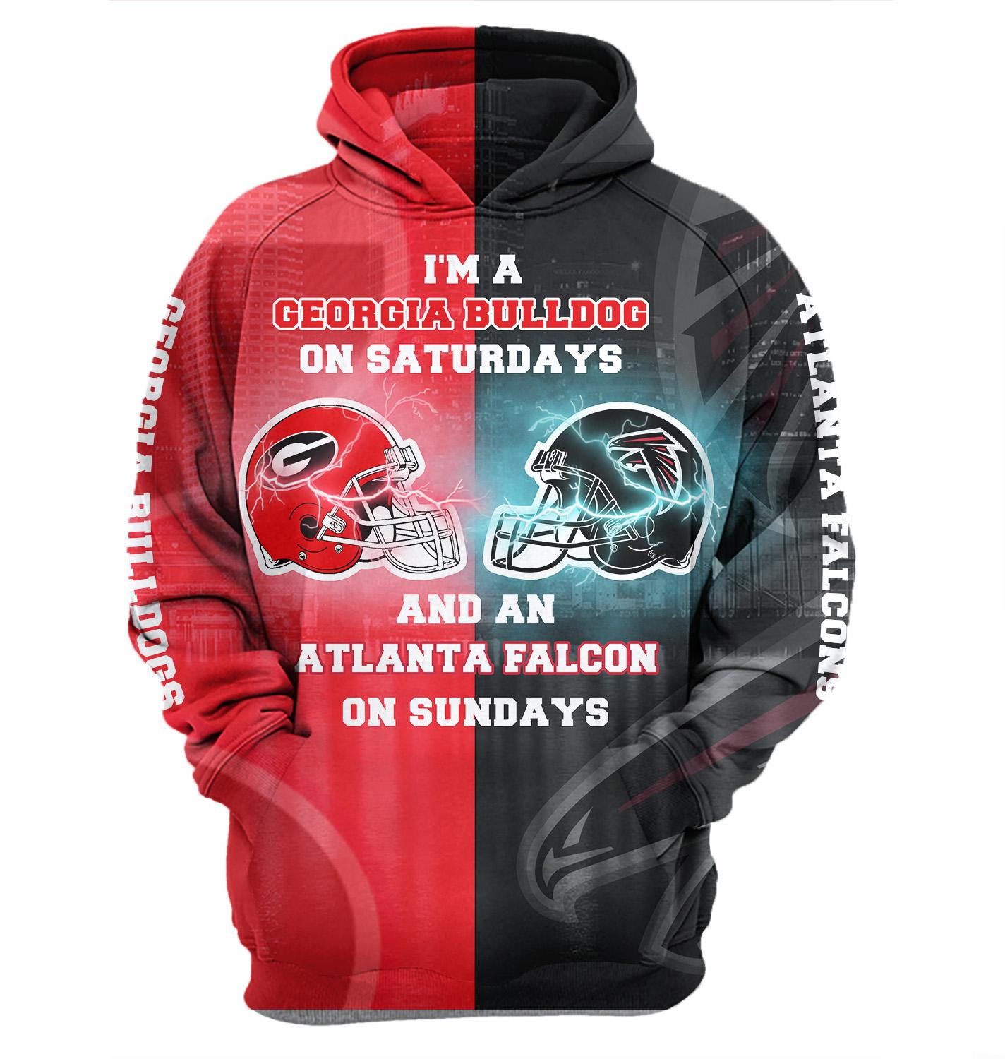 I?M A Georgia Bulldog On Saturdays And An Atlanta Falcons On Sundays 6 Unisex 3D Hoodie Gift For Fans