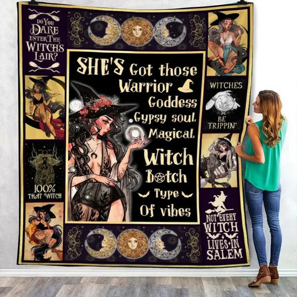 100% That Witch Moon Witches Halloween Black Halloween Gifts Fleece Sherpa Blanket