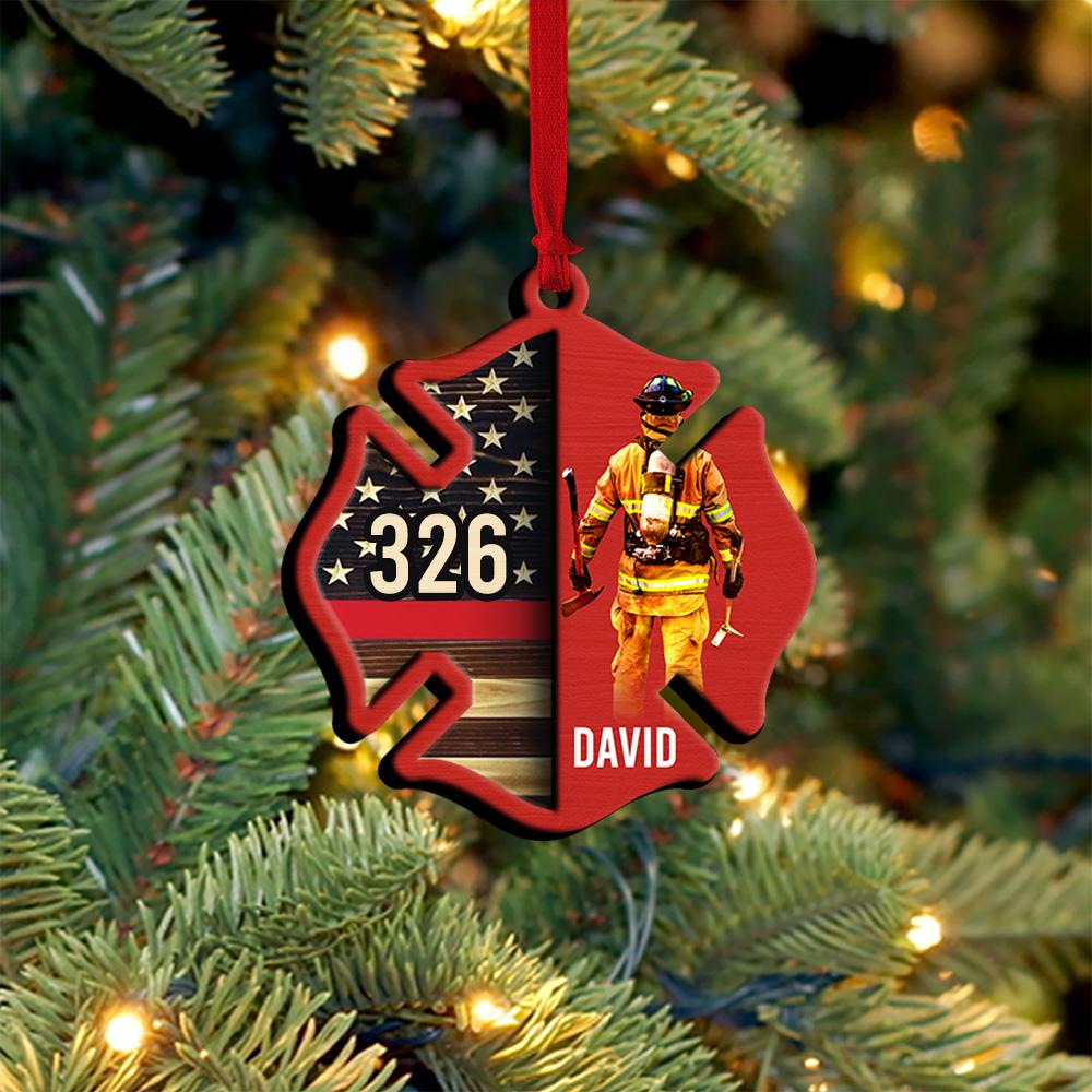 Firefighter Shield – Personalized Ornament – Gift For Firefighters – Back Firefighter