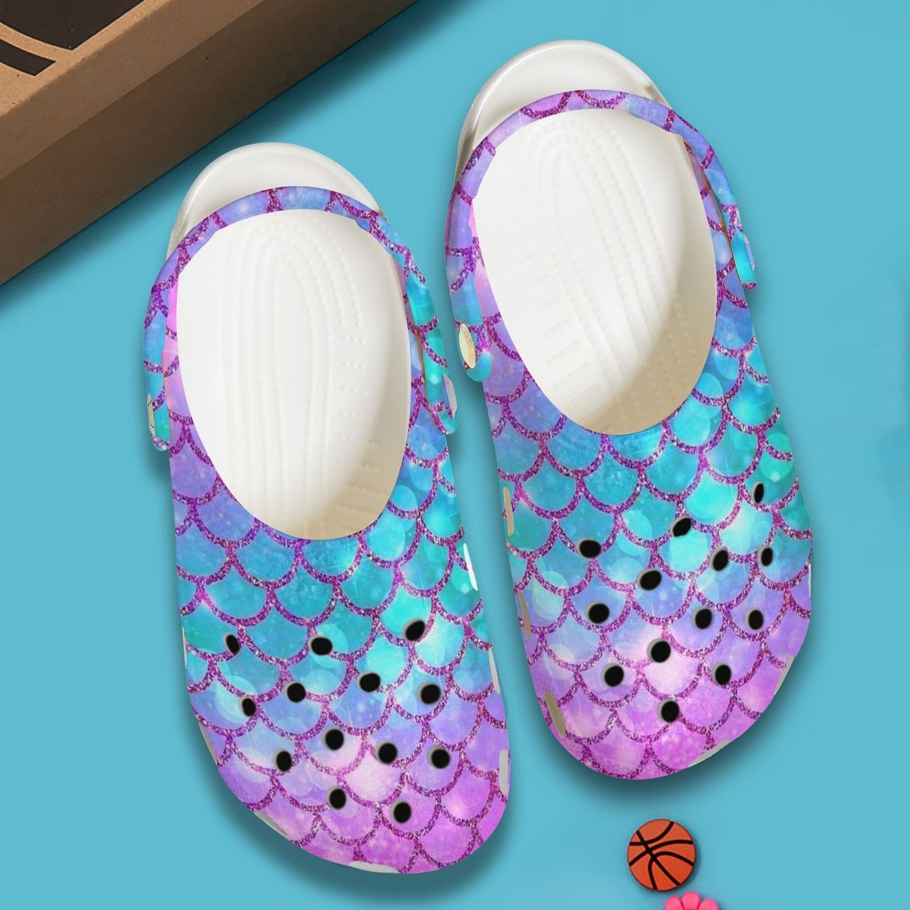 Mermaid Personalized Clog, Custom Name, Text, Color, Number Fashion Style For Women, Men, Kid, Print 3D Pink And Blue Scales