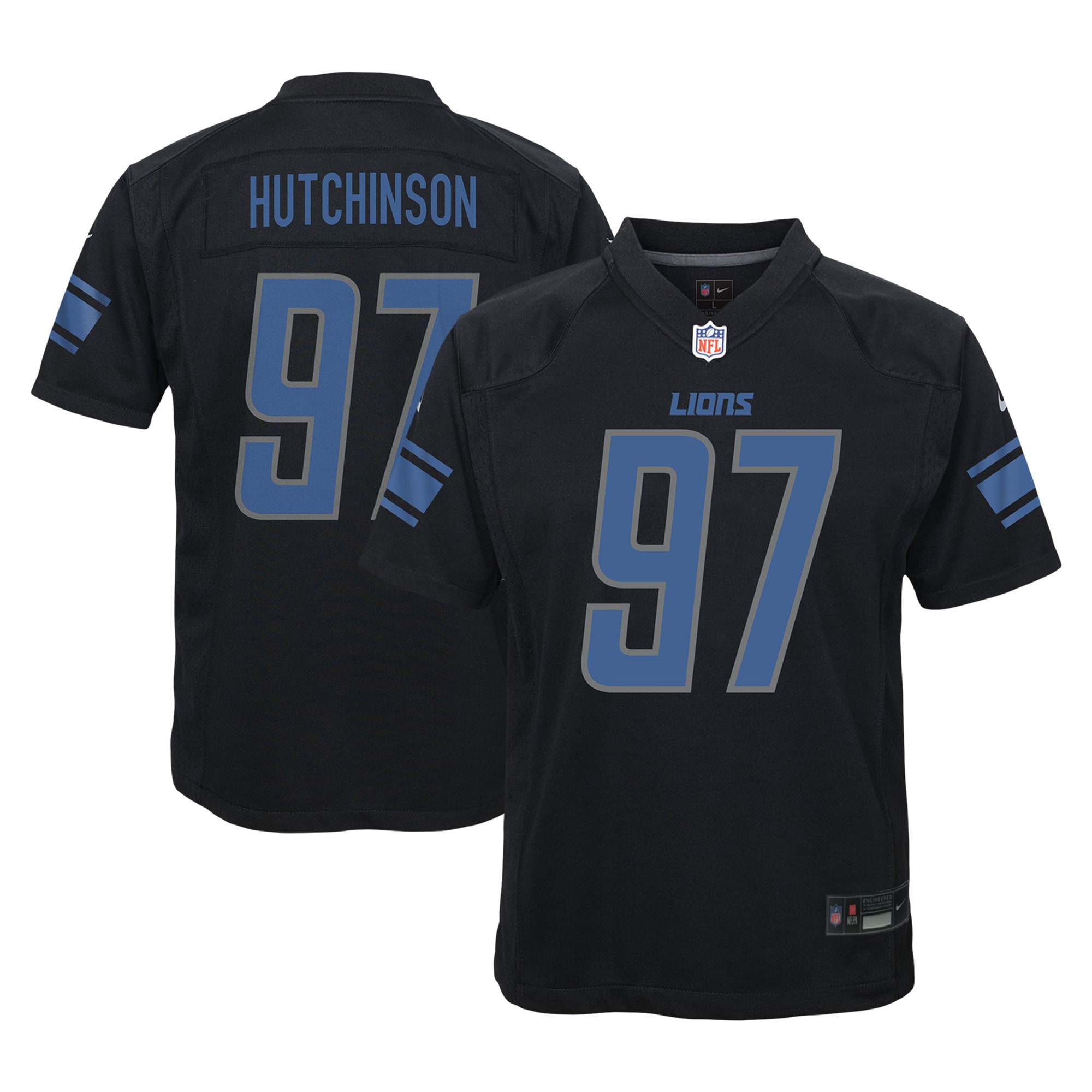 Youth Detroit Lions Aidan Hutchinson Black Fashion Game Jersey