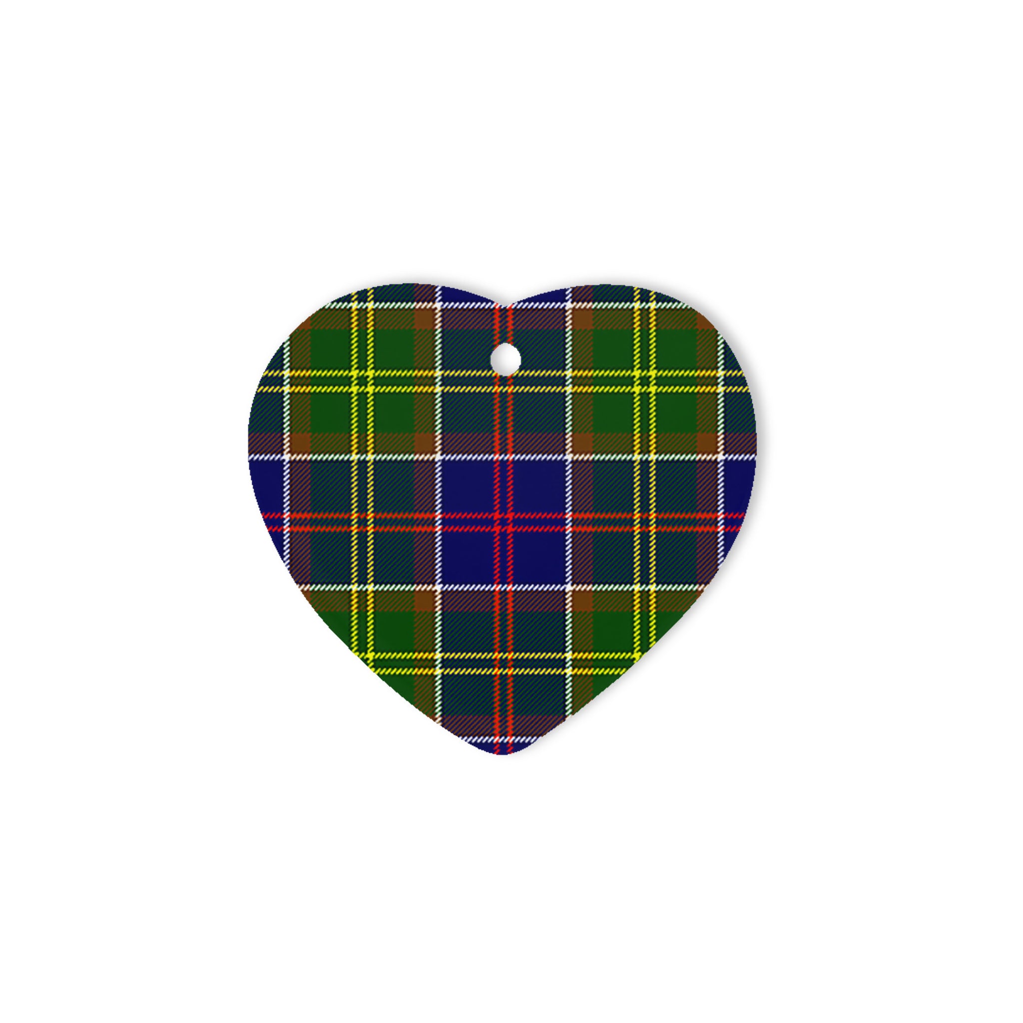 Whitelaw Modern Tartan Heart Ornaments, Christmas Tree Ornament, Plaid Christmas Ornaments, Ceramic Heart Christmas Tree Decoration