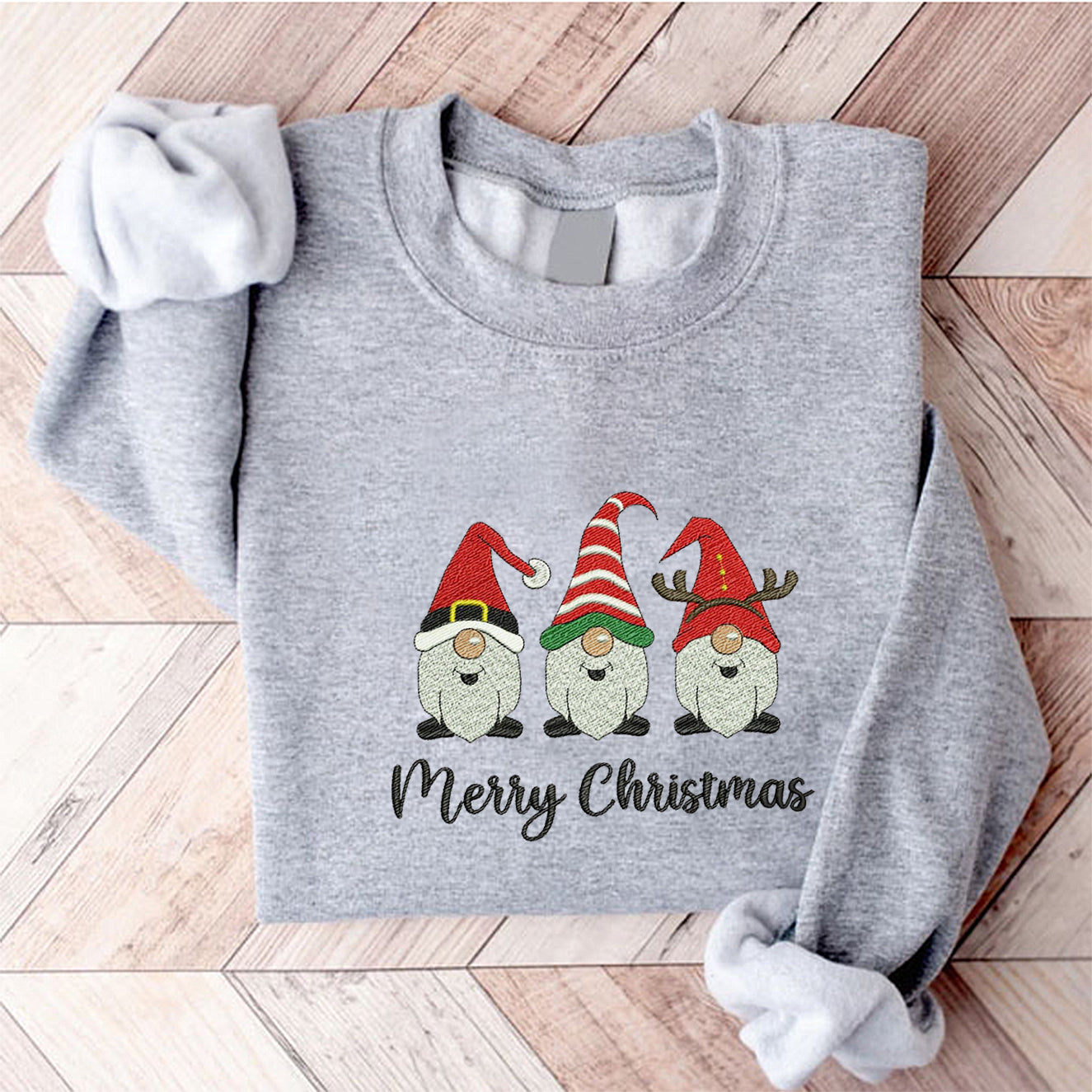 Gnomes Christmas Embroidered Sweatshirt 2D Crewneck Sweatshirt All Over Print Sweatshirt For Women Sweatshirt For Men Sws5372