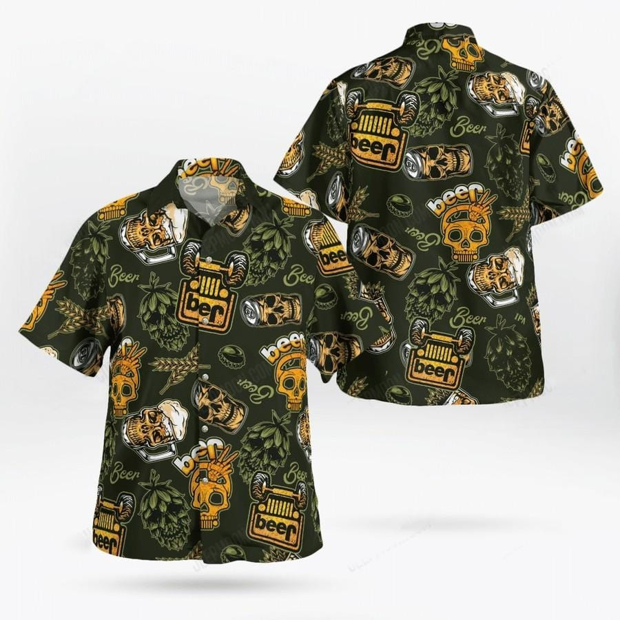 Hawaii Aloha Shirts Jeep Beer Skull Ha89140