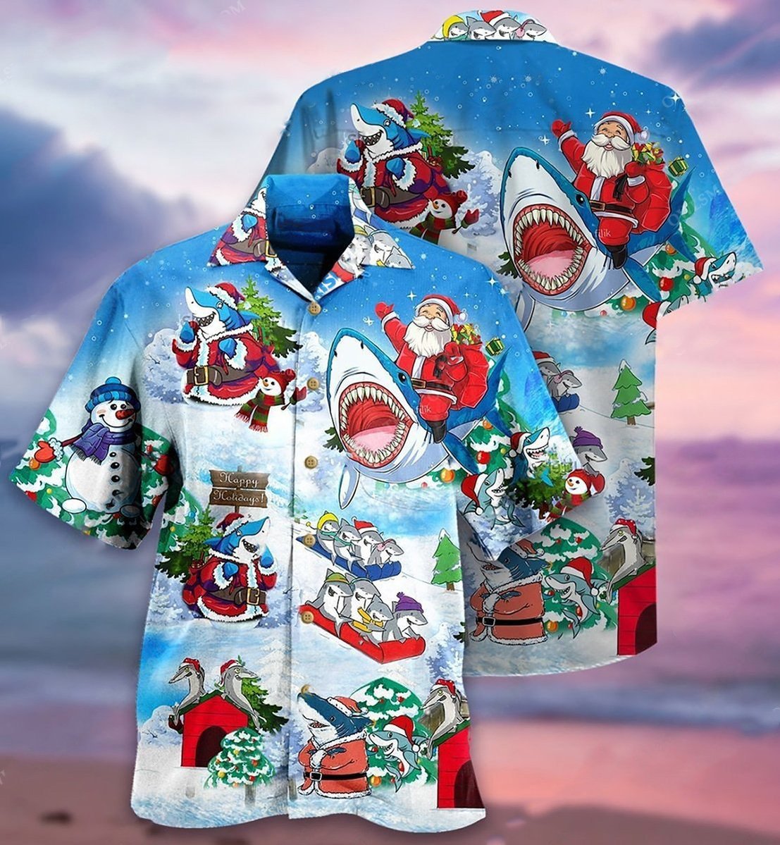 Santa Clause Ride Shark Hawaii Shirt For Men Women Adult Ha31131