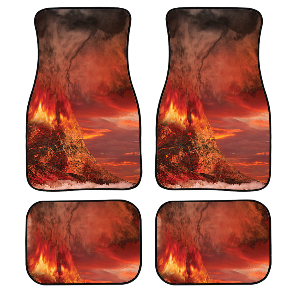 Volcano On The Sea Print Front And Back Car Floor Mats, Front Car Mat