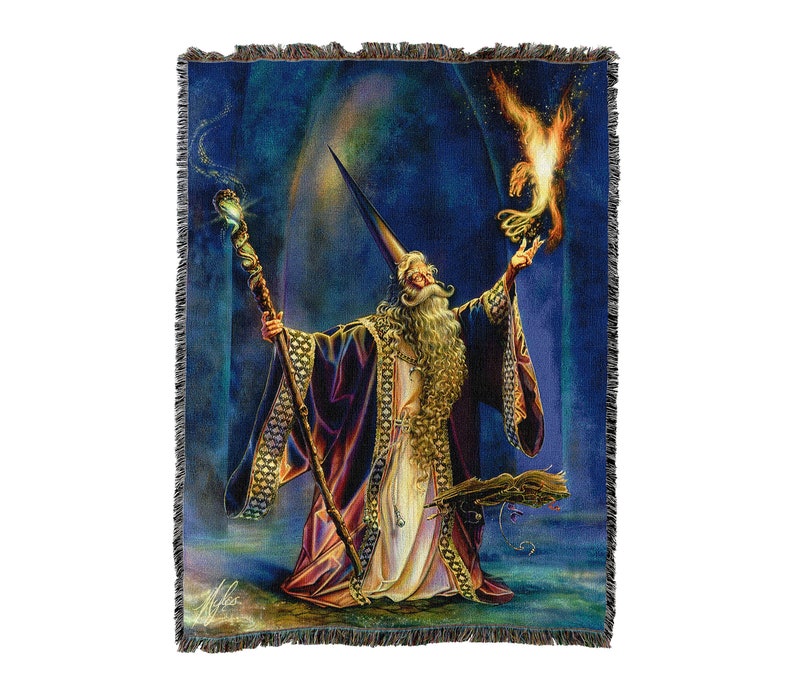 The Wizard Vintage Retro Style Couch Sofa Blanket,  Woven Throw Blanket Home Decor