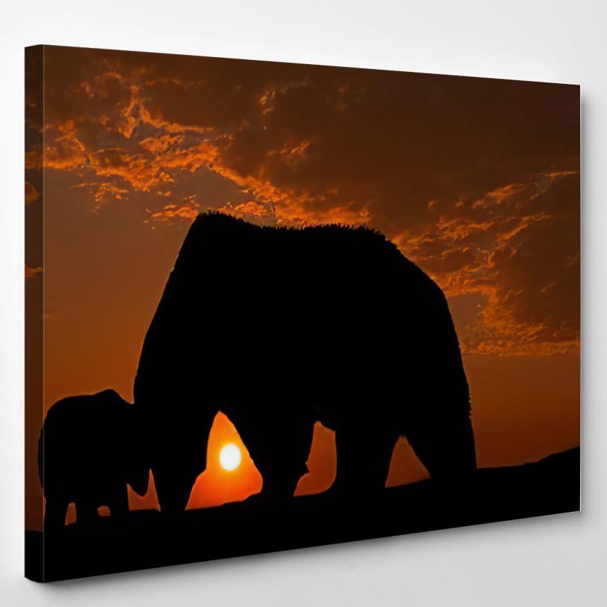 Wonderful Detail Nature Silhouette Small Big – Bear Animals Canvas Print