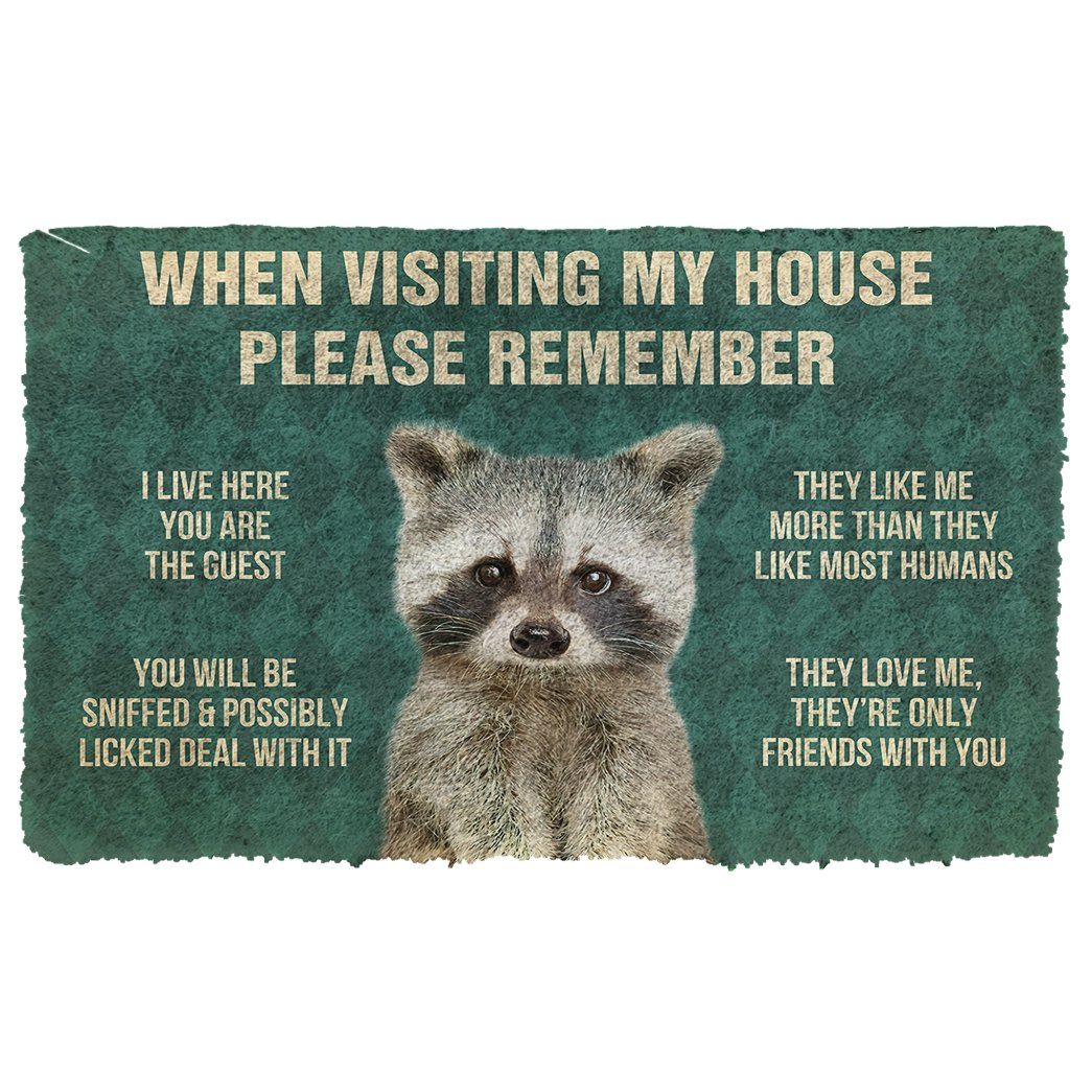 Gearhumans  Gearhuman 3D Please Remember Raccoons House Rule Custom Doormat