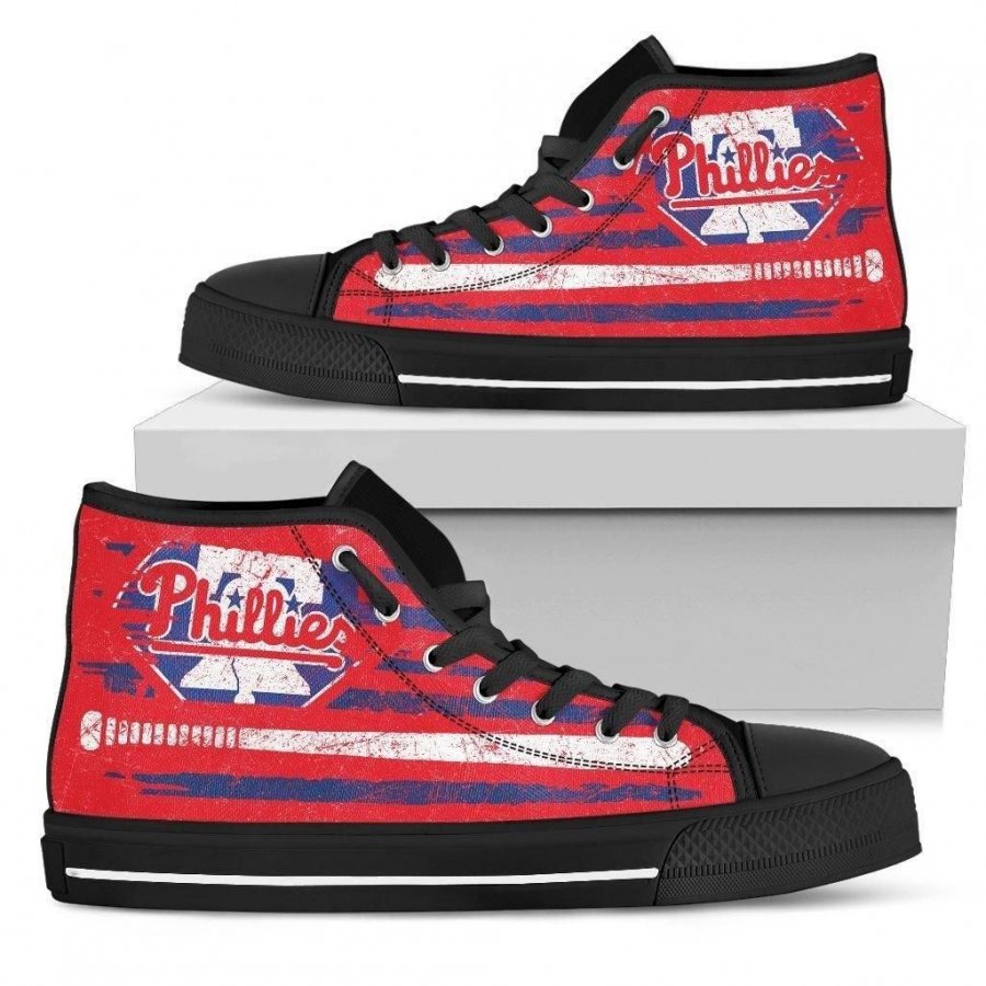 American Flag Vintage Baseball Philadelphia Phillies High Top Shoes #527