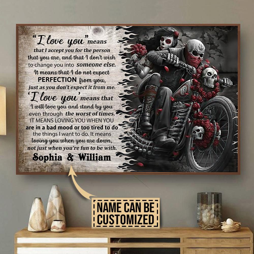 Aeticon Gifts Personalized Motorcycling Skeleton I Love You Canvas Mom Dad Gift Home Decor