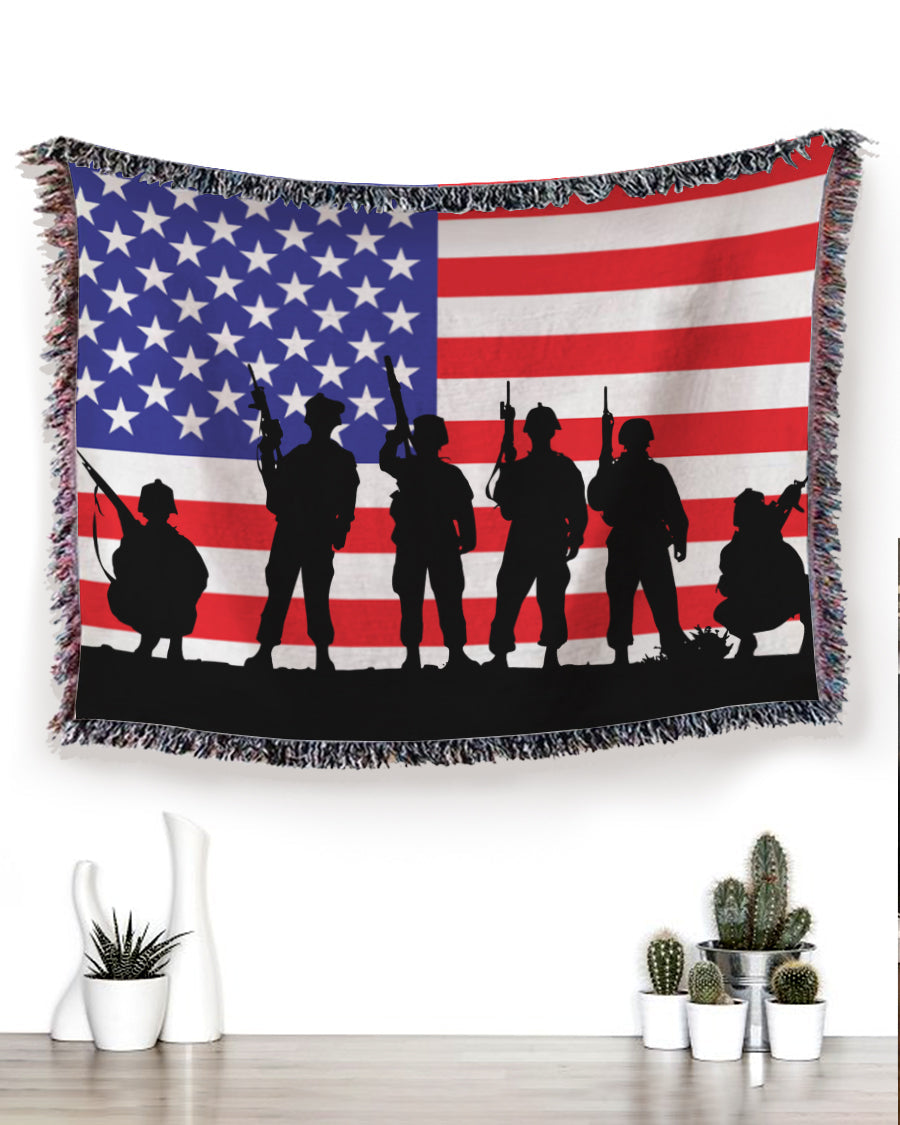 Woven Throw For Soldier Veteran’S Day Gift, Being Soldiers Of The Usa, Cotton Blanket