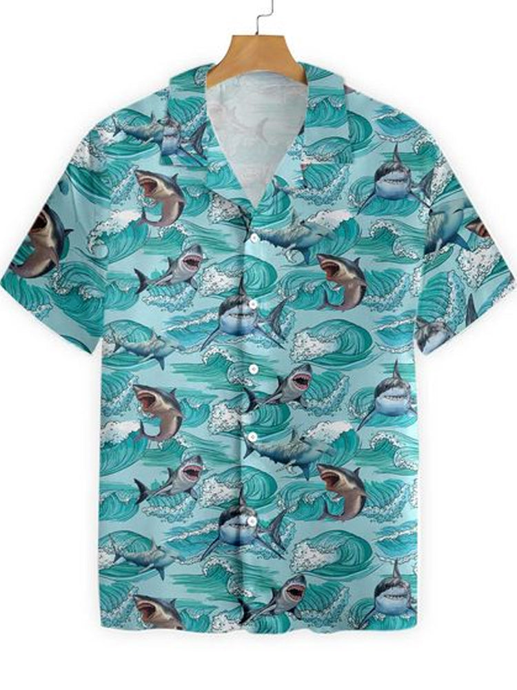 Sharks On Sea  Hawaiian Shirt