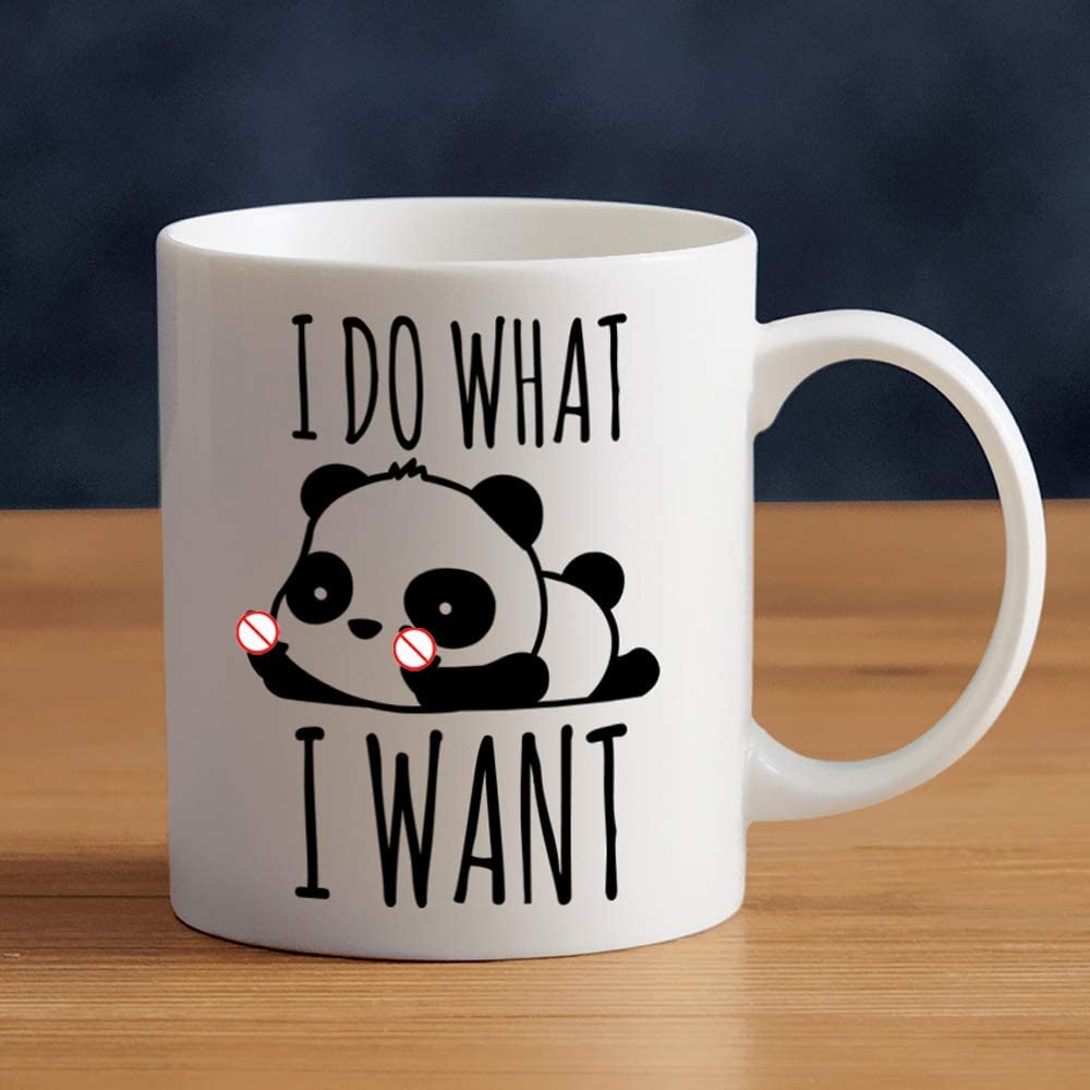 I Do What I Want Funny Coffee Mug Cute Panda Ceramic Cup 11Oz, Birthday Present Christmas Gifts For Him Her Men Women Dad Mom Friends Boss Coworkers