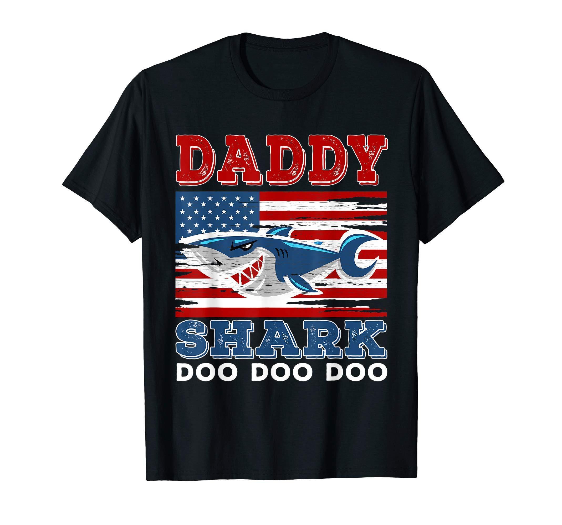 Daddy Shark Doo Doo Doo American Flag Shirt