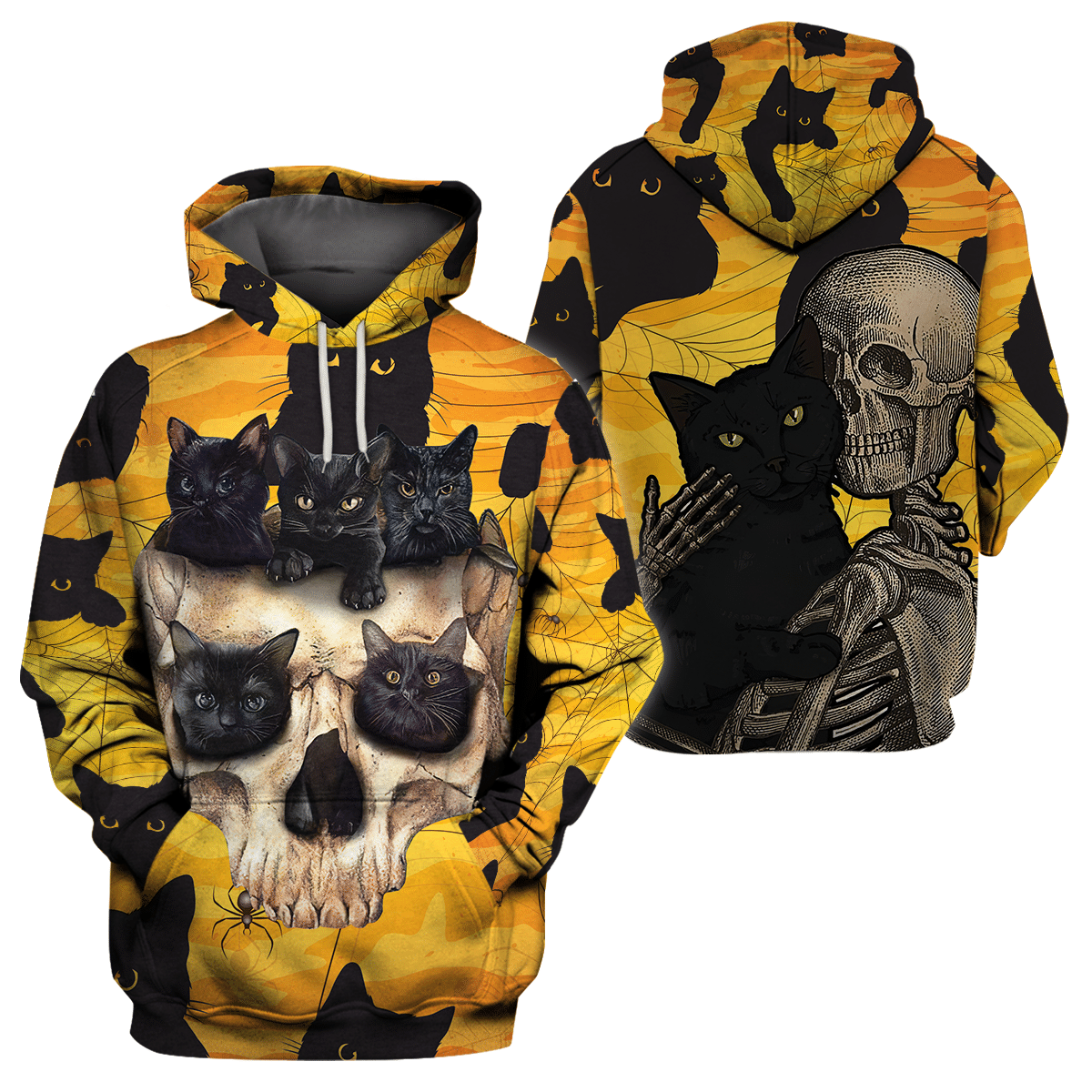 3D All-Over Printed Apparels “Halloween Skull And Cat” (Av-Lc06)