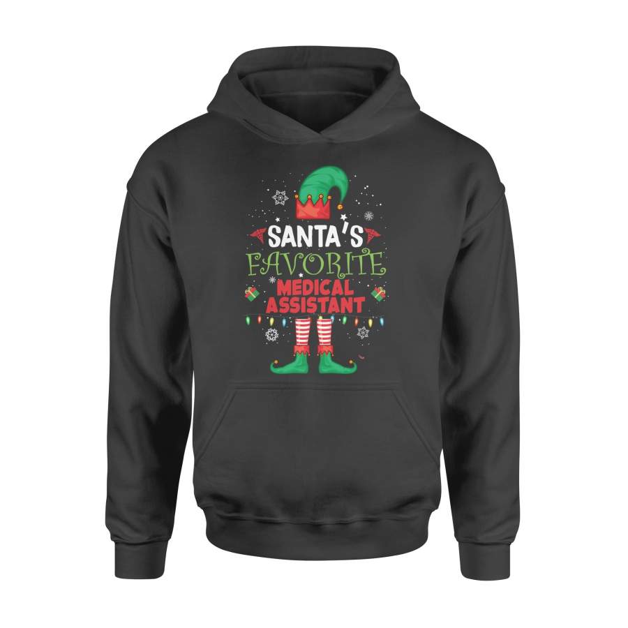Dngfashion ‘s Santa’s Favorite Medical Assistant – Medical Assistant Shirt – Christmas Tree – Medical Assistant Elf Shirt – Standard Hoodie