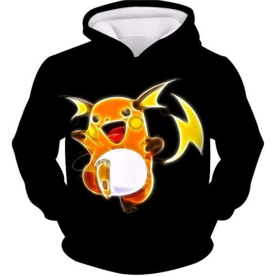 Pokemon Cool Thunder Pokemon Raichu Black Hoodie  - Pokemon Hoodie Animood