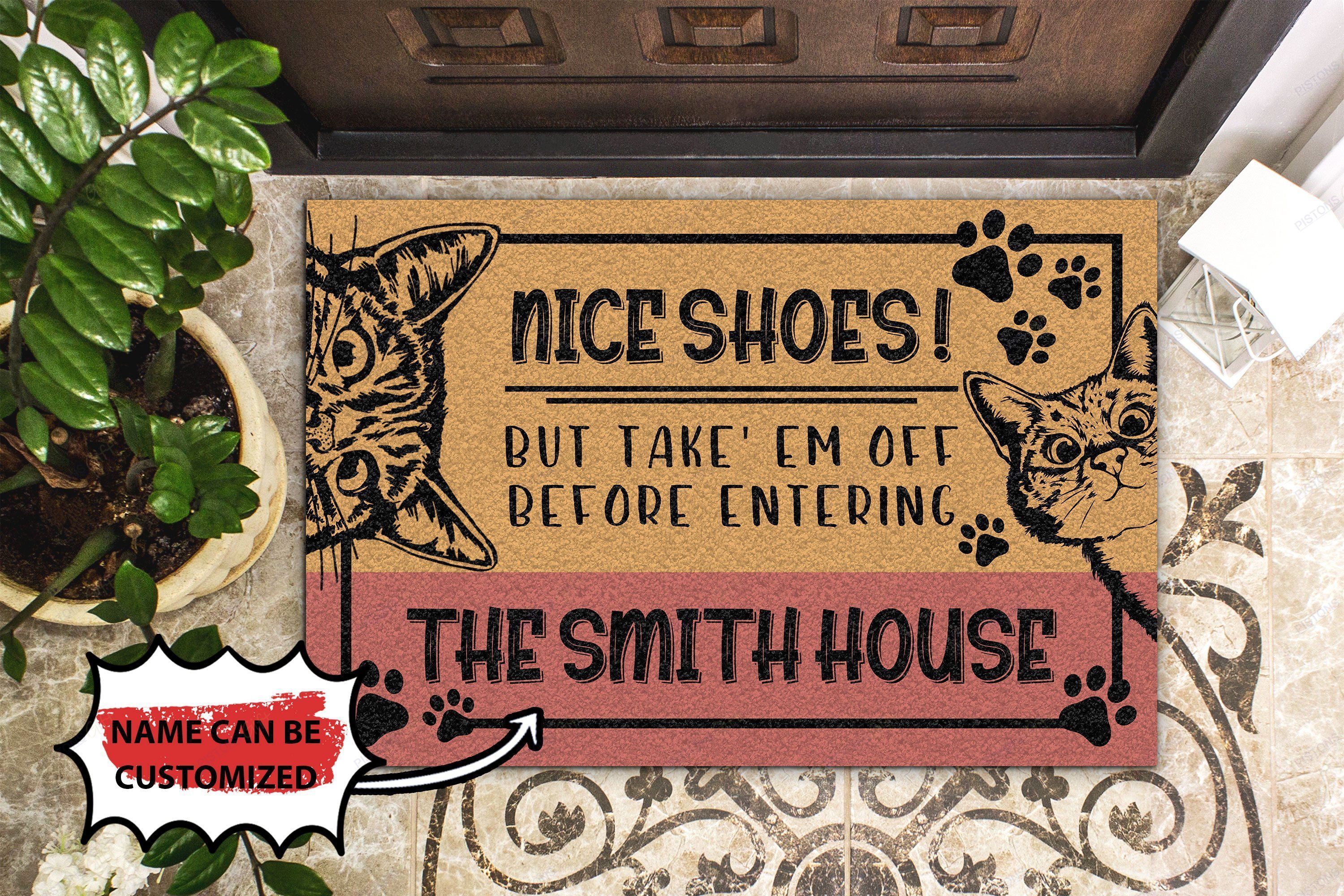 Personalized Doormat Cats Nice Shoes