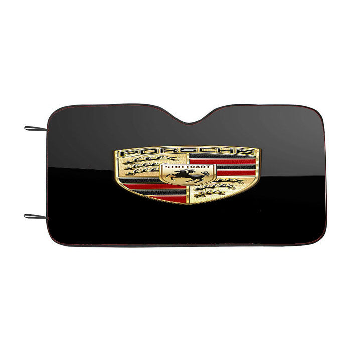 Porsche Badge Logo On Black Serge Ver Bukh Auto Sun Shade