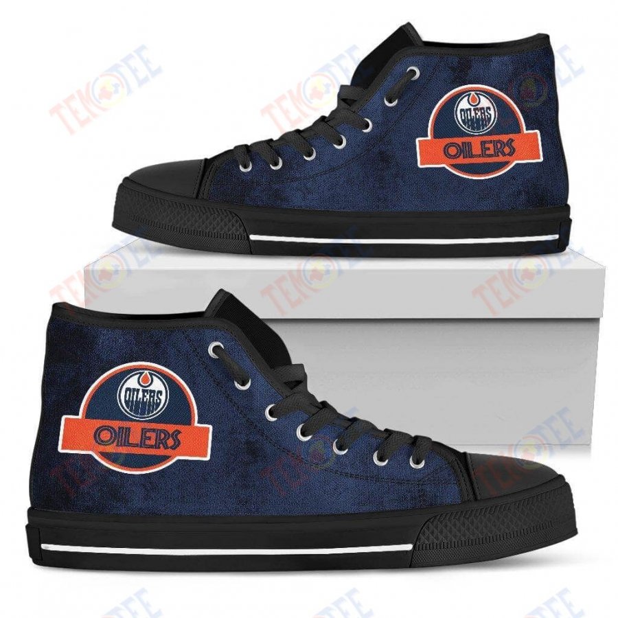 Mens Womens Edmonton Oilers High Top Shoes Jurassic Parktop Quality TMT148