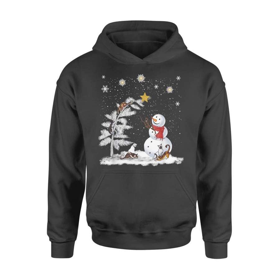 Cats kitten snowman Christmas tree decoration lover gift T-Shirt – Standard Hoodie